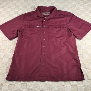 GameGuard Outdoors Mens Burgundy Short Sleeve Button Up Shirt Size MD
